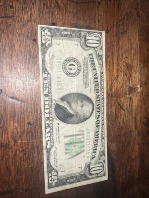 1934 Series A 10 Dollar Green Seal Error Note - Image 1 of 4