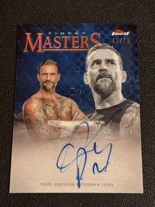 CM PUNK 2025 Topps Finest WWE The Finest Blue Checkerboard /75 Auto On Card - Picture 1 of 2