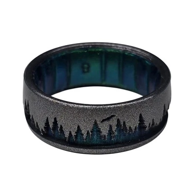 Anillo de silicona grabado anillos Enso - bosque - talla 8 Foto 1 de 4