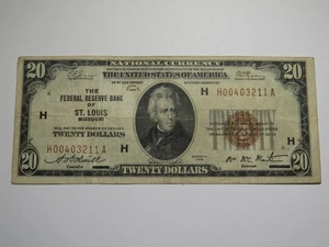 $20 1929 St. Louis Missouri National Currency Federal Reserve Bank Note Bill VF - Picture 1 of 2