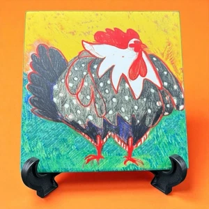 Arte & Piastrella di Santa Fe Trivet Pollo Firmato Julie A Fitzgerald 6x6 Casa di Campagna - Foto 1 di 12