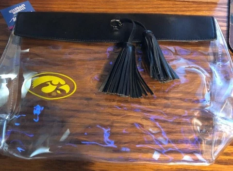 Iowa Hawkeyes NCAA Clear Stadium Purse Handbag Retail $45! SEE THROUGH DESIGN Cover