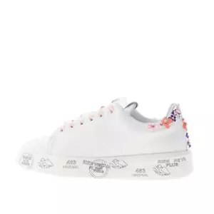 PREMIATA damen schuhe weiß leder Belle 6709 sneaker mit blumen appliquèe - Bild 1 von 9