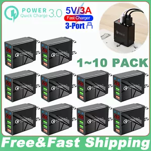 3-Port Fast Quick Charger 3.0 USB Hub Wall Charging Block Power Adapter US Lot - Picture 1 of 12
