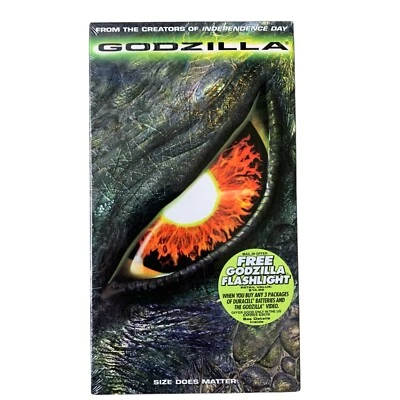 Godzilla 1998 "Size Does Matter" VHS Full Screen with Watermark 23123 NEW Sealed - Image 1 of 4