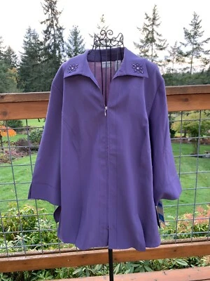 *NUEVO CON ETIQUETAS* Chaqueta Blazer Covington Mujer 18W Púrpura Cremallera Frontal Manga Corta Cuello  Foto 1 de 4