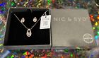 Nic & Syd Swarovski Crystal ROSE Dainty Drop Earring / Pendant Necklace Set NIB