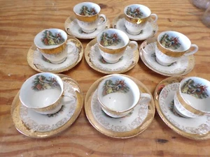 24 teiliges Fleetwood Porzellan Dessert Set/Teller/Emitasse Tasse/Untertasse/22 Karat Gold - Bild 1 von 5