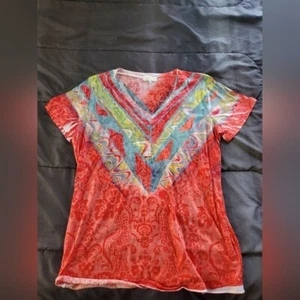maurices 2x design vneck tee, bright colorful, thin lightweight - Picture 1 of 1