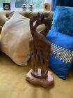 Vintage African Carved Wooden Giraffes 36cm Hand Crafted Hard Wood
