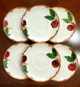 Lot of 6 Franciscan Apple Earthenware Saucers 6 Inches Made In USA c1949-1961 - Picture 1 of 10