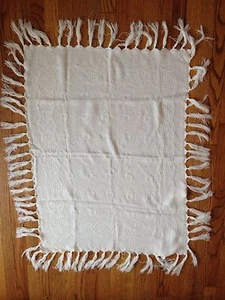 Vintage Shawl Piano Scarf Fringe White - Picture 1 of 4