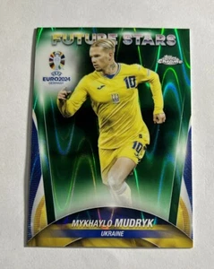 2024 Topps Chrome UEFA Euro Mykhaylo Mudryk 69 Green RayWave Ukraine - Picture 1 of 2