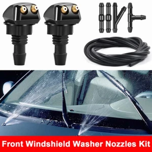 Windshield Washer Nozzles Wiper Spray Fit Most Cars with 2m Fluid Hose Connector - Picture 1 of 15