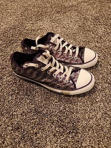 Converse Chuck Taylor All Star Women’s Size 6 Purple And Gray Sequin Sneakers - Picture 1 of 5