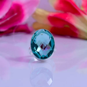 Valentine's Day London Blue Topaz Gemstone 925 Sterling Silver Ring All Size - Picture 1 of 3