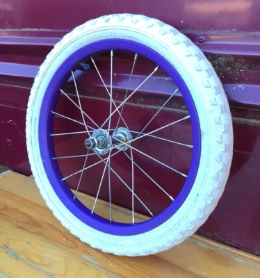 16" Bicycle Front Purple Wheel with White 1.95" Tire Mini-BMX Kids Bike #B98 - Image 1 of 3