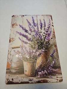 Letrero de hojalata lavanda de aspecto rústico. 8x12, lata de agua, decoración floral, granja - Imagen 1 de 8