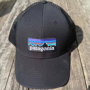 Patagonia Trucker Hat Classic Patch Logo Adjustable Black Mesh Back Cap - Picture 1 of 5