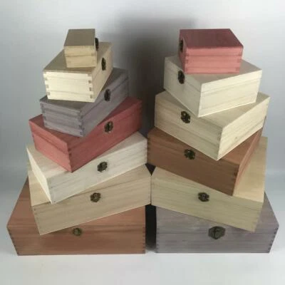 Large Engraved Wooden Square Boxes Small Personalised Keepsake Wood Trinket Box - Image 1 of 4