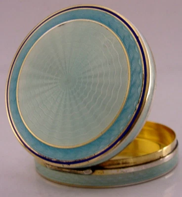 SUPERB ANTIQUE STERLING SILVER ENAMEL BOX c1920 2.5inch ART DECO - image 1 of 4