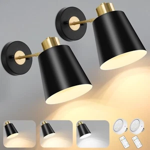 Battery Operated Wall Sconces Set of 2, Wireless Wall Lights Dimmable with Re... - Picture 1 of 8