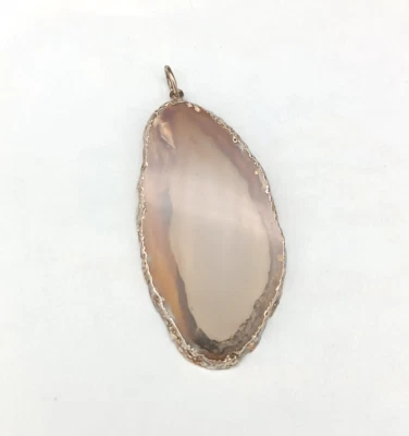 Ciondolo donna argento bianco  agata naturale pendente pietra grande - Immagine 1 di 4