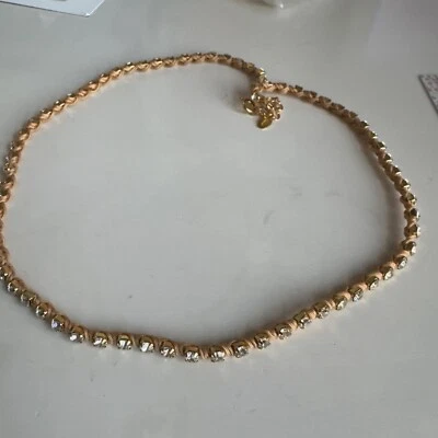 TAOLEI Sparkly Crystal Tennis Necklace Brown Silk  NWOT 20-22” - Image 1 of 4