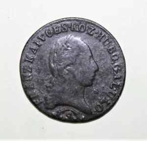 S2 - Austria 1/2 Kreuzer 1812-S Fine / Very Fine Bronze Coin - Emperor Franz II - Picture 1 of 2