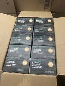 Ambitex MEDIUM extra thick 6mil black nitrile gloves 1 case 10boxes /1000 gloves - Picture 1 of 3