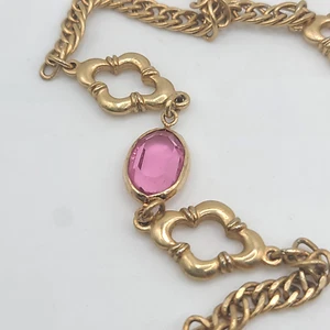 Vintage Avon Necklace Allegro Chain Pink Purple 28" - Picture 1 of 11