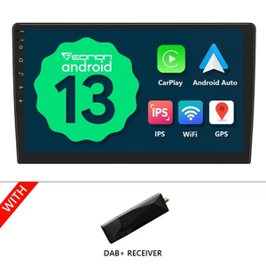 DAB+Double DIN 10.1" IPS Android 13 Car Radio Stereo GPS Apple CarPlay Head Unit - Picture 1 of 22