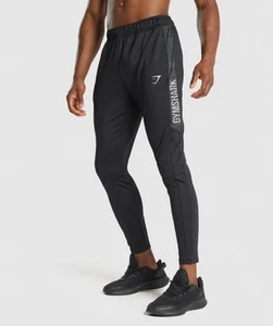 Gymshark Sport Joggers Mens Spellout Logo Sweat Pants Stretch A1A3Y Black Size M - Picture 1 of 5