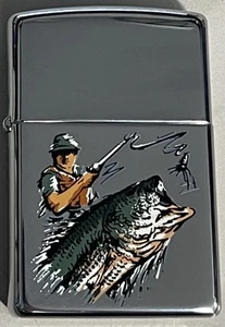 ZIPPO 2001 PESCADOR PESCA CROMO PULIDO ENCENDEDOR SIN ENCENDER EN CAJA K762 - Imagen 1 de 4