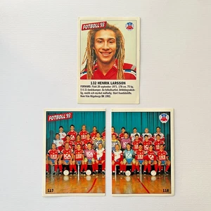 RARE Henrik Larsson 1993 Panini Fotboll Rookie RC #132 + Team photos (3 cards) - Picture 1 of 8