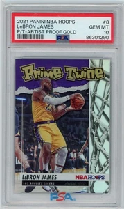 2021 Panini NBA Hoops LeBRON JAMES #8 P/T Artist Proof Gold /10 PSA 10 GEM MT - Picture 1 of 3