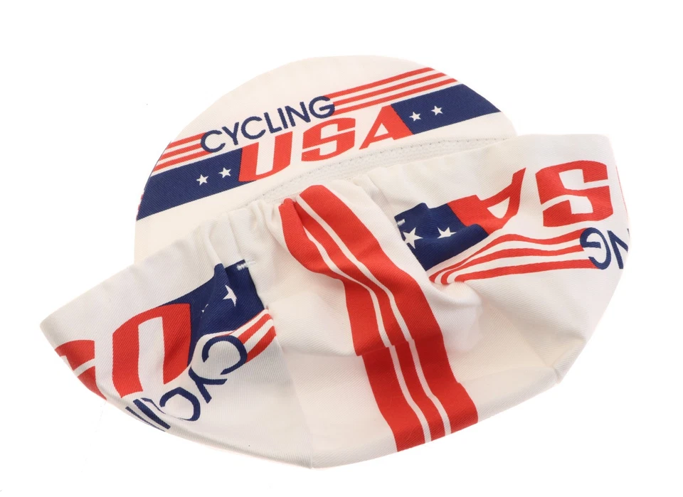 Gorra de Ciclismo Pace EE. UU. 100 % Algodón Sarga Blanco Rojo Azul Hecha en EE. UU. NUEVA Foto 1 de 4
