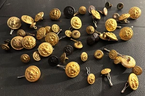 Antique Military Buttons Uniform Lot Of 51 Old Buttons Civil War and Later - Picture 1 of 4