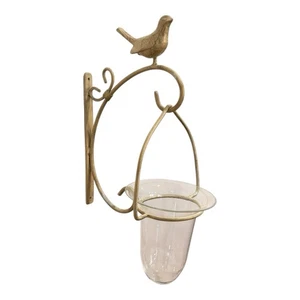 Aplique de pared con motivo de pájaro candelabro colgante cuenco de vidrio metal desplazamiento rústico - Imagen 1 de 10