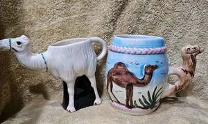 2 Camel Ceramic Coffee Cups Mug Hand Painted Art TOM HATTON Signed - Picture 1 of 17