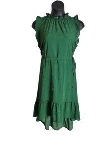 Vestido midi Who What Wear para mujer talla grande XXL verde lunares con volantes dobladillo - Imagen 1 de 3