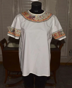 CAMICIA DONNA ETRO MILANO STAMPATA SCOLLO A SCOOP MANICA CORTA NUOVA CON ETICHETTE TAGLIA MED - Foto 1 di 11