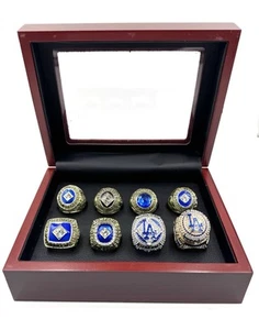 NEW LOS ANGELES DODGERS ALL 8 WORLD SERIES RING SET KOUFAX KERSHAW FREEMAN +CASE - Picture 1 of 8