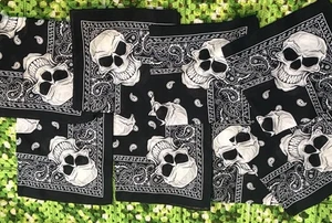 Handkerchief Rockabilly Punk Skull Bandana Wrap Retro Y2K Headscarf Lot Of 8 - Picture 1 of 6