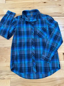 Eddie Bauer Classic Fit Button Up Damen Hemd Blautöne Karomuster Gr. XS - Bild 1 von 4