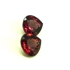 22Cts Natural Fantastic Red Color Pyrope Garnet Pair Pear Shape Loose Gemstone - Picture 1 of 11