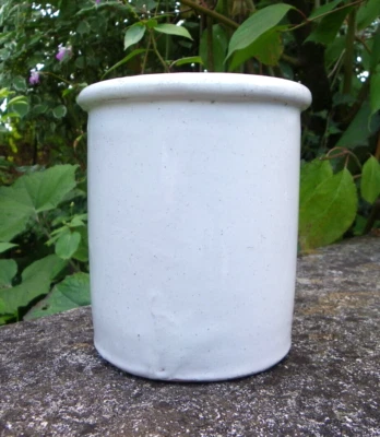 ANCIEN POT À ONGUENT - POT À GRAISSE EN CÉRAMIQUE ÉMAILLÉE - H. 12,7 cm - Photo 1/4