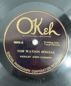 Rare: Tom Watson Special Fiddlin John Carson 10” Record Okeh Black Label - Picture 1 of 19