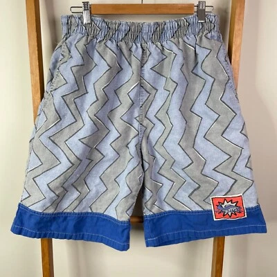 Pantalones Cortos Deportivos De Colección Quiksilver Para Hombre Azul Rayas Cordón Cintura Elástica Bolsillo Foto 1 de 4