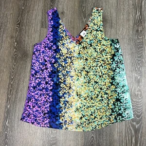 Cabi Merry Go Round Wraparound Floral Colorful Light Sleeveless Blouse Tank Sz M - Picture 1 of 7